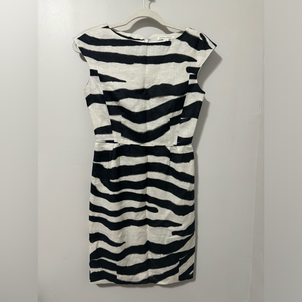 Banana Republic 100% Linen Zebra Print‎ Sheath Dress